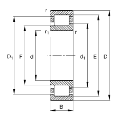 圆柱滚子轴承 nj420-m1, 根据 din 5412-1 标准的主要尺寸, 半定位轴承, 可分离, 带保持架